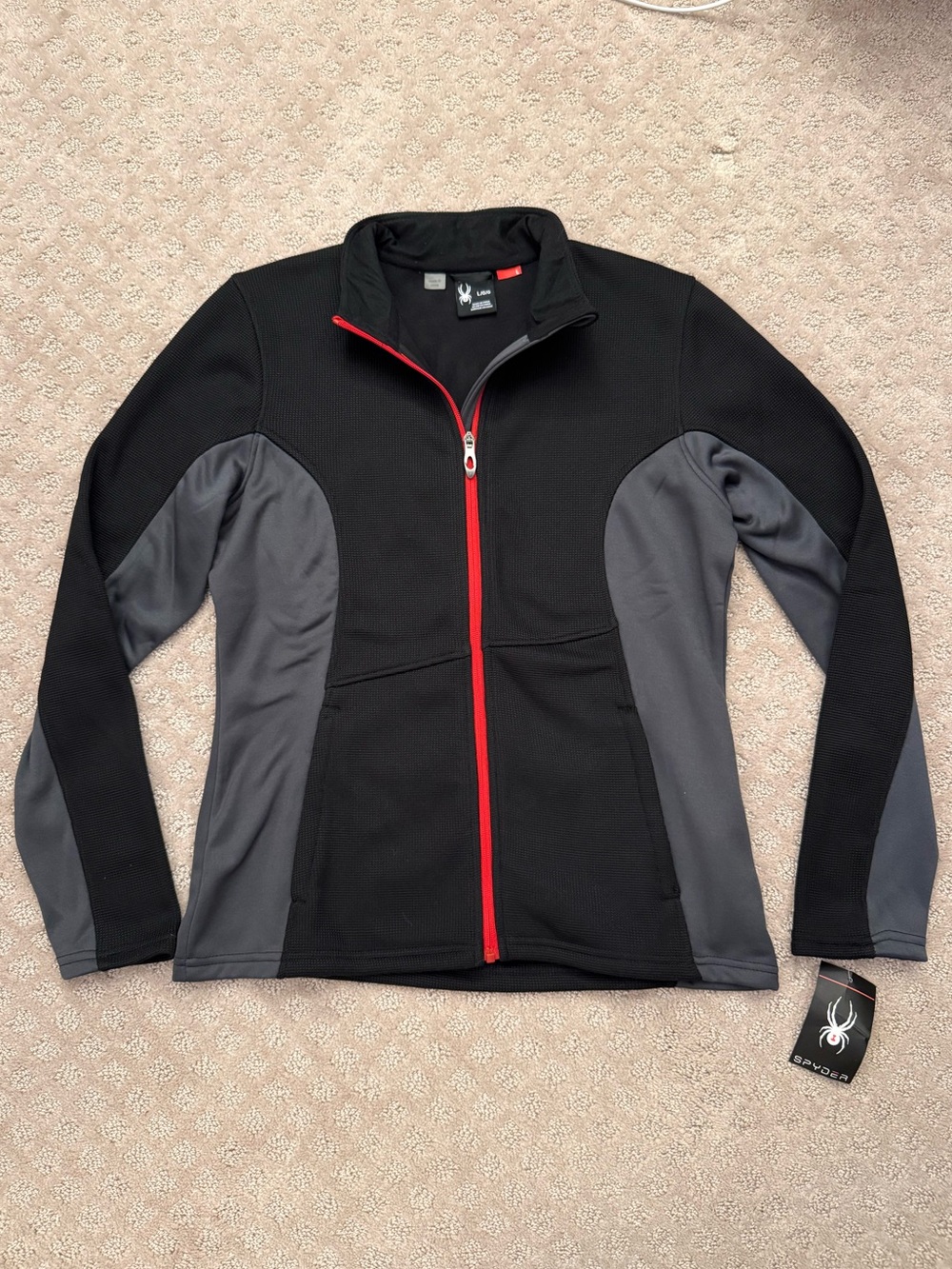 Spyder Women’s Full Zip Performance Jacket Black Grey Outdoor Ski Athleisure L